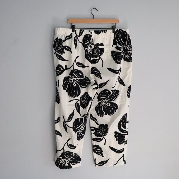 Talbots Linen 2XL Straight Leg Floral Ankle Cropped Semi Sheer Pull On Pant - Picture 3 of 10